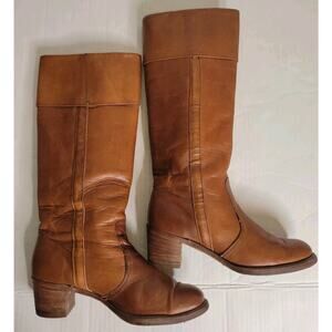 Vintage 70s Womens Frye Knee High Pull-On Pirate Campus Boots w/Cuff Size 10 B